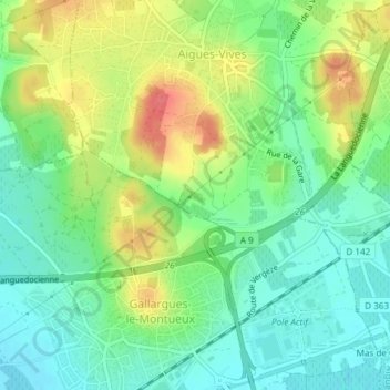 Carte topographique Vers Felix, altitude, relief