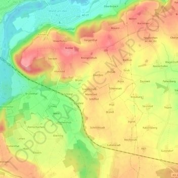 Carte topographique Kastenstatt, altitude, relief