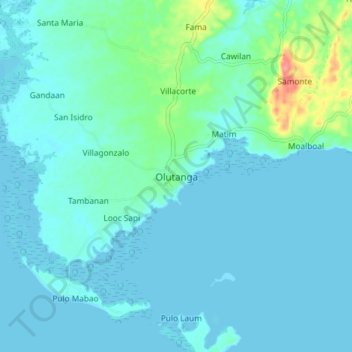 Carte topographique Olutanga, altitude, relief