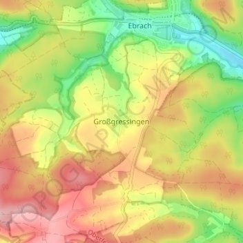 Carte topographique Großgressingen, altitude, relief