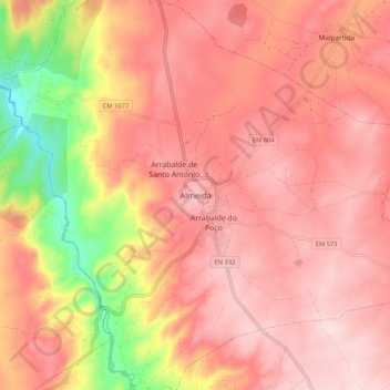 Carte topographique Almeida, altitude, relief