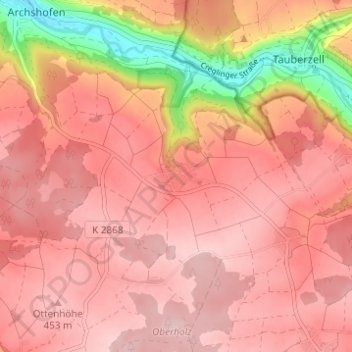 Carte topographique Finsterlohr, altitude, relief