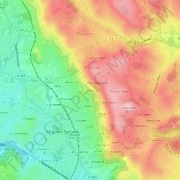 Carte topographique Gipiere, altitude, relief