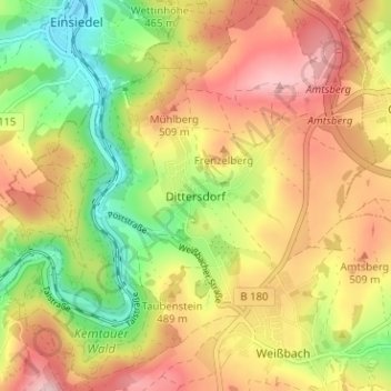 Carte topographique Dittersdorf, altitude, relief