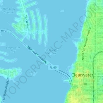 Carte topographique Clearwater Harbor, altitude, relief