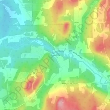 Carte topographique Hunter Mills, altitude, relief