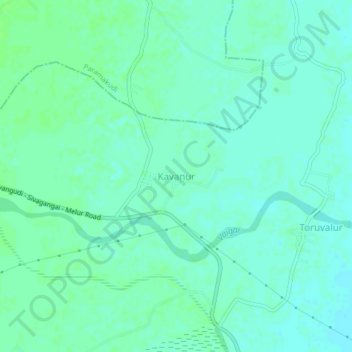 Carte topographique Kavanur, altitude, relief