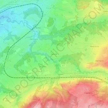 Carte topographique Zwiesele, altitude, relief