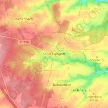 Carte topographique Sankt Gangloff, altitude, relief