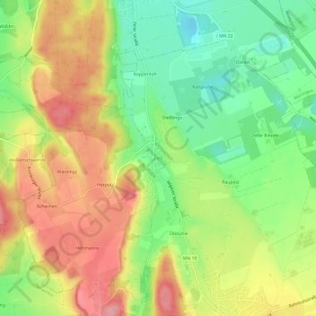 Carte topographique Zell, altitude, relief