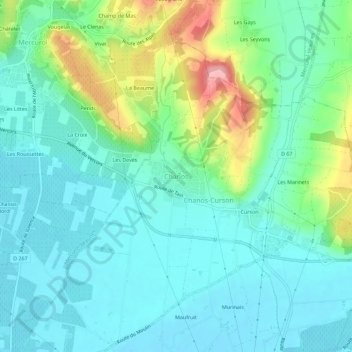 Carte topographique Chanos, altitude, relief