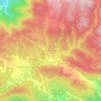 Carte topographique Tinhela de Cima, altitude, relief