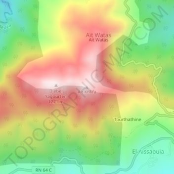 Carte topographique Aarch Aït Khlifa, altitude, relief