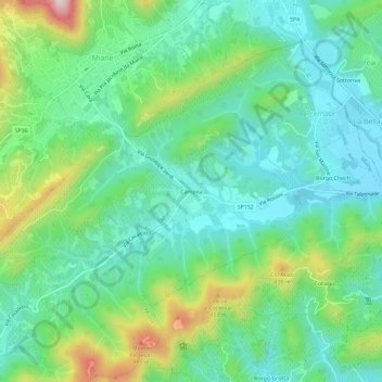 Carte topographique Campea, altitude, relief