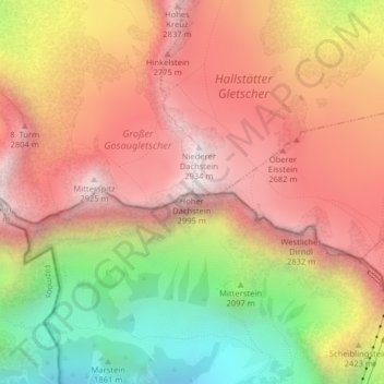 Carte topographique Hoher Dachstein, altitude, relief