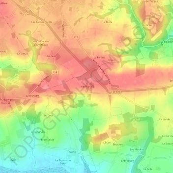 Carte topographique Kermaria, altitude, relief