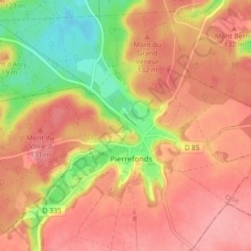 Carte topographique Saint-Ladre, altitude, relief