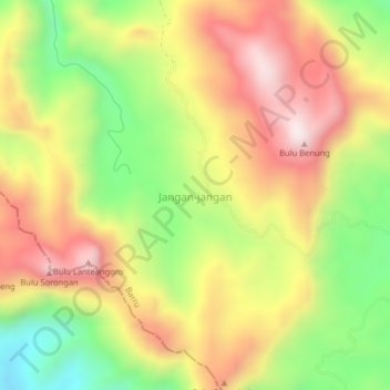 Carte topographique Jangan-jangan, altitude, relief