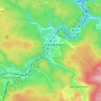 Carte topographique Morgenröthe-Rautenkranz, altitude, relief