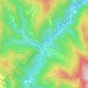 Carte topographique Pontestrambo, altitude, relief