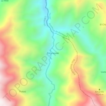 Carte topographique Estoraques, altitude, relief