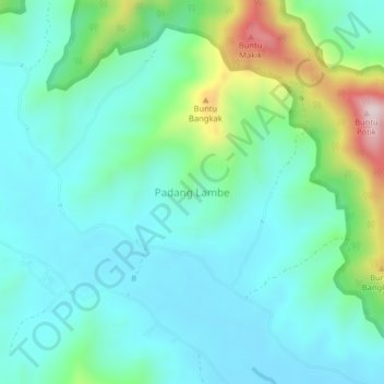 Carte topographique Padang Lambe, altitude, relief