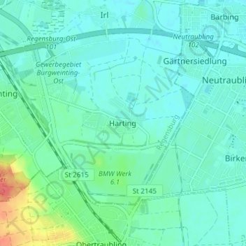 Carte topographique Harting, altitude, relief