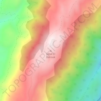 Carte topographique Jabal El Barouk, altitude, relief