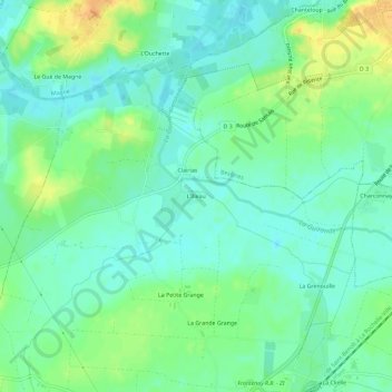 Carte topographique L'Illeau, altitude, relief
