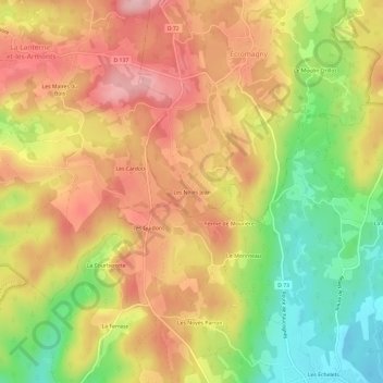 Carte topographique Les Noies Jean, altitude, relief