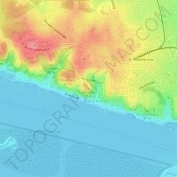 Carte topographique Süllberg, altitude, relief