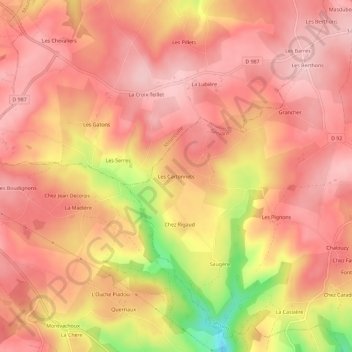 Carte topographique Les Cartonnets, altitude, relief