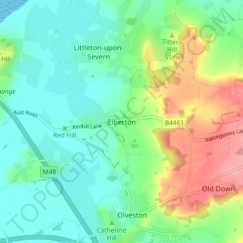 Carte topographique Elberton, altitude, relief
