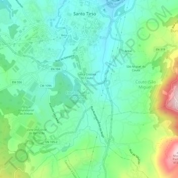Carte topographique Merouços, altitude, relief