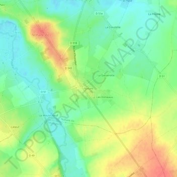 Carte topographique Nohant, altitude, relief