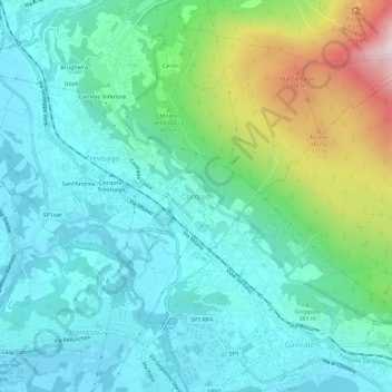 Carte topographique Cocquio, altitude, relief