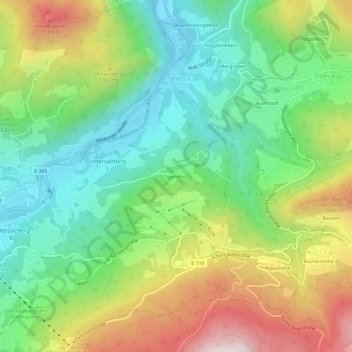 Carte topographique Spornhof, altitude, relief