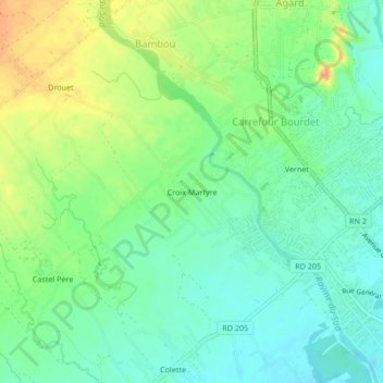 Carte topographique Croix Martyre, altitude, relief