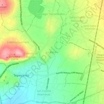 Carte topographique La Aurora, altitude, relief