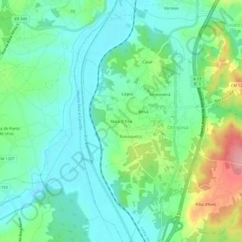 Carte topographique Mato D'Eira, altitude, relief