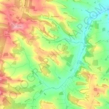 Carte topographique Bezolles, altitude, relief