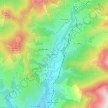 Carte topographique Lacombe, altitude, relief