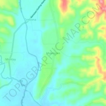 Carte topographique Malengen, altitude, relief