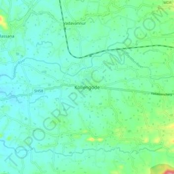 Carte topographique Kollengode, altitude, relief