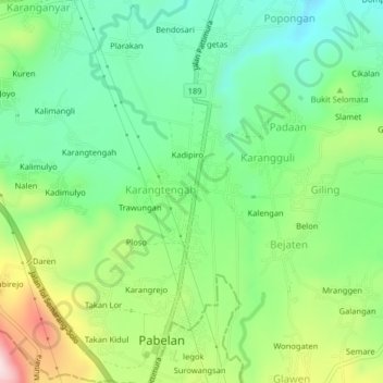 Carte topographique Macanan, altitude, relief
