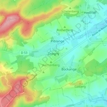 Carte topographique Drogny, altitude, relief