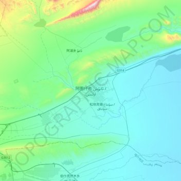 Carte topographique Artux, altitude, relief