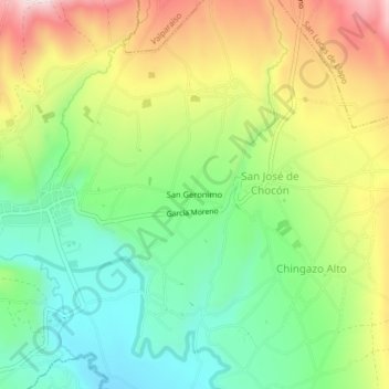 Carte topographique San Geronimo, altitude, relief