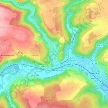 Carte topographique Herrlingen, altitude, relief