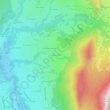 Carte topographique Le Noiray dessus, altitude, relief